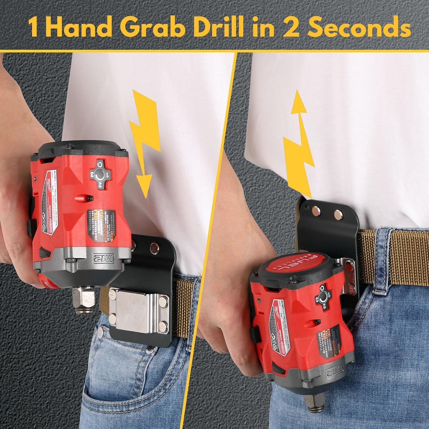 DrillGrip 1 Hand Drill Holder for Tool Belt 2in Belts