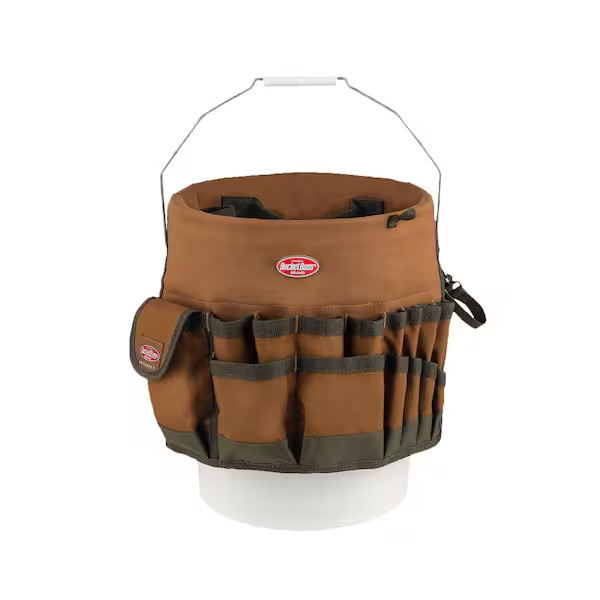 Bucketeer 5 Gal. Bucket Tool Organizer in Brown, 600D poly fabric