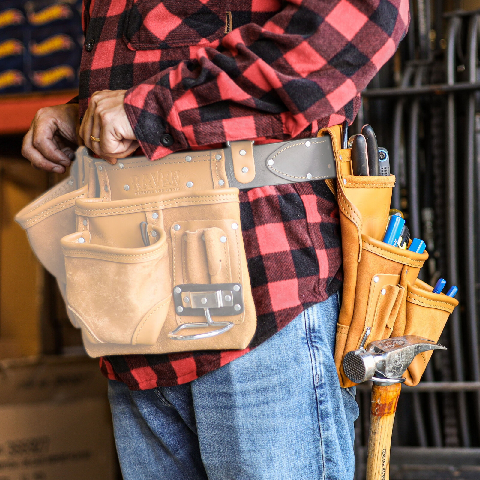 ToolTreaux 10 Pocket Heavy Duty Leather Tool Pouch DIY Woodworking, 12 x 10 Inch