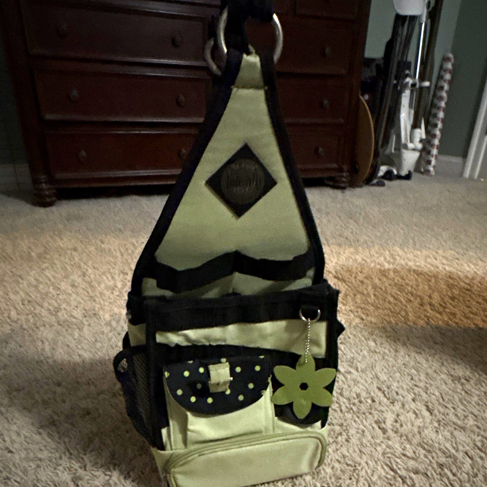 Tool Bag Multi-Pocket Organizer Tote with Shoulder Strap, Green/Black