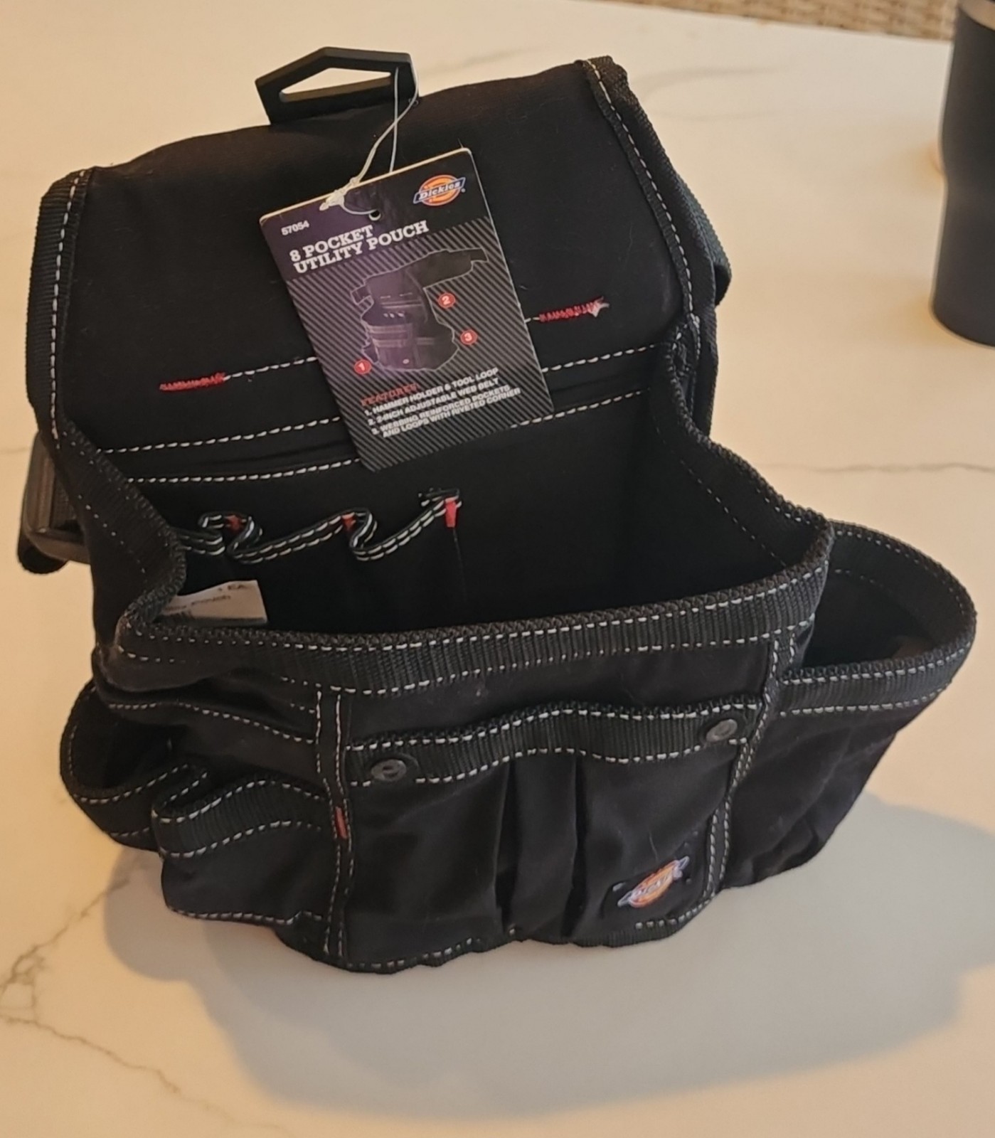 DICKIES Tool Belt Pouch 8 Pocket Webbing Reinforced Black 57054 *FREE SHIPPING*