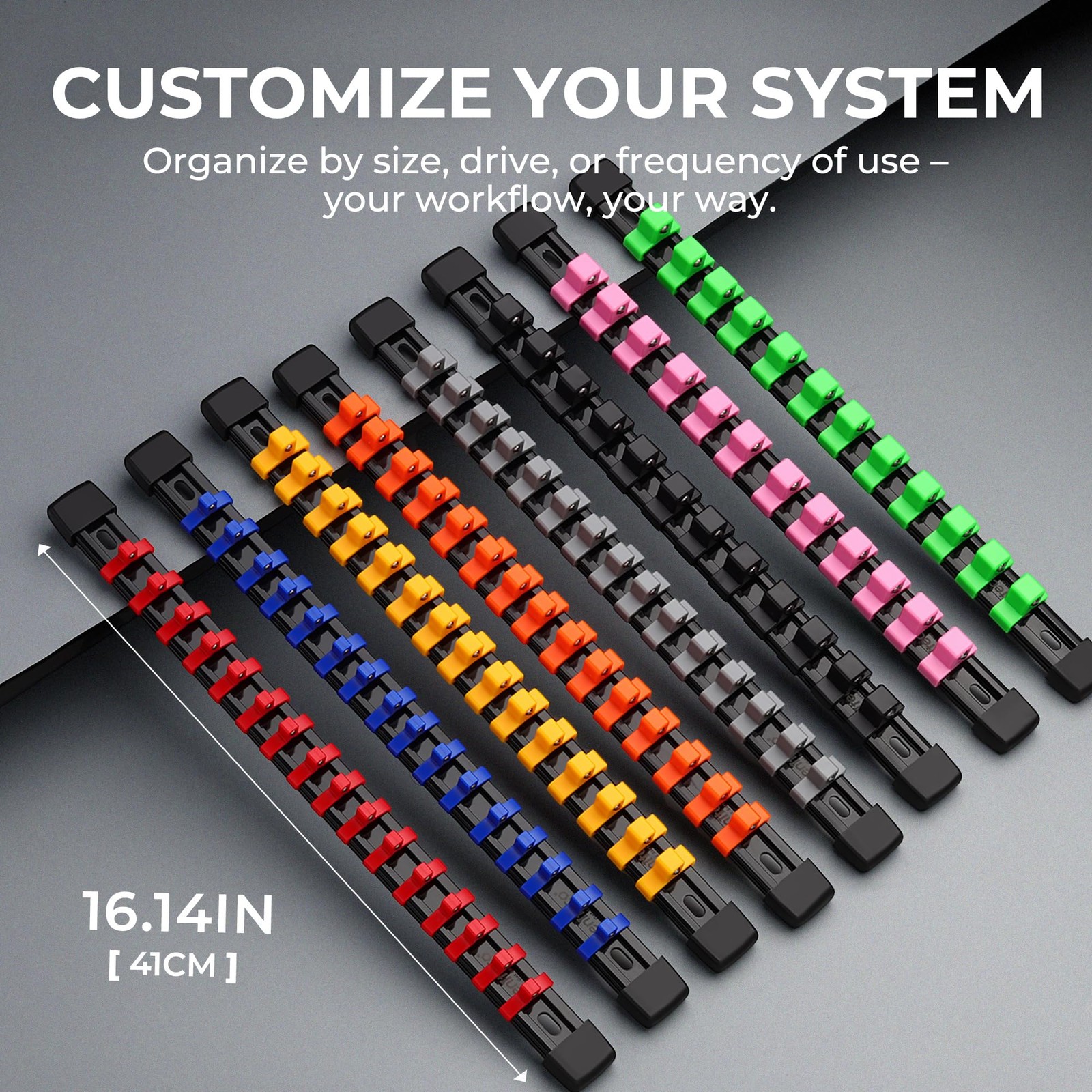 Reniteco 9-Piece Socket Organizer Set – 1/4-Inch x 48 9 Pcs, Blue&red&black