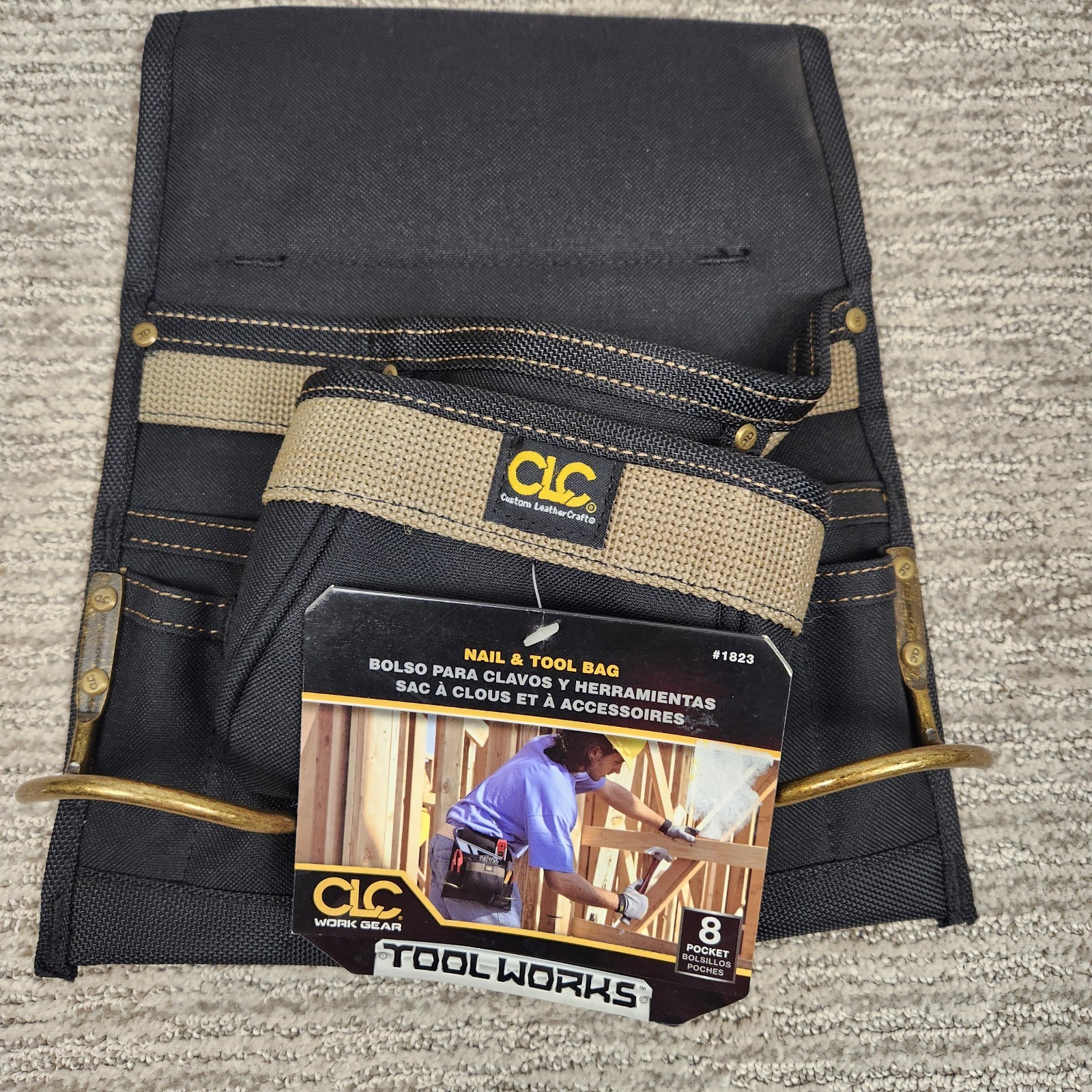 NEW CLC Custom Leathercraft 1823 Nail Tool Belt Bag 8-Pocket Rugged Construction