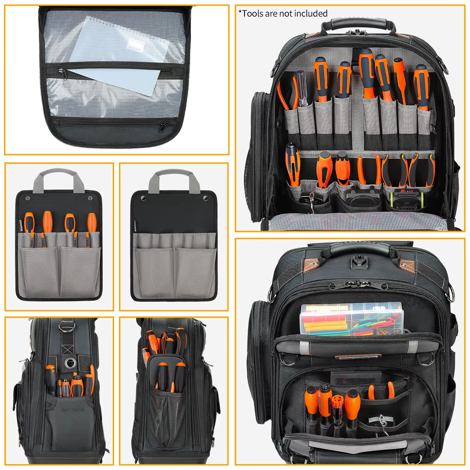 Heavy-Duty Professional Tool Backpack Waterproof 1680D Organizer Bag Laptop Fit