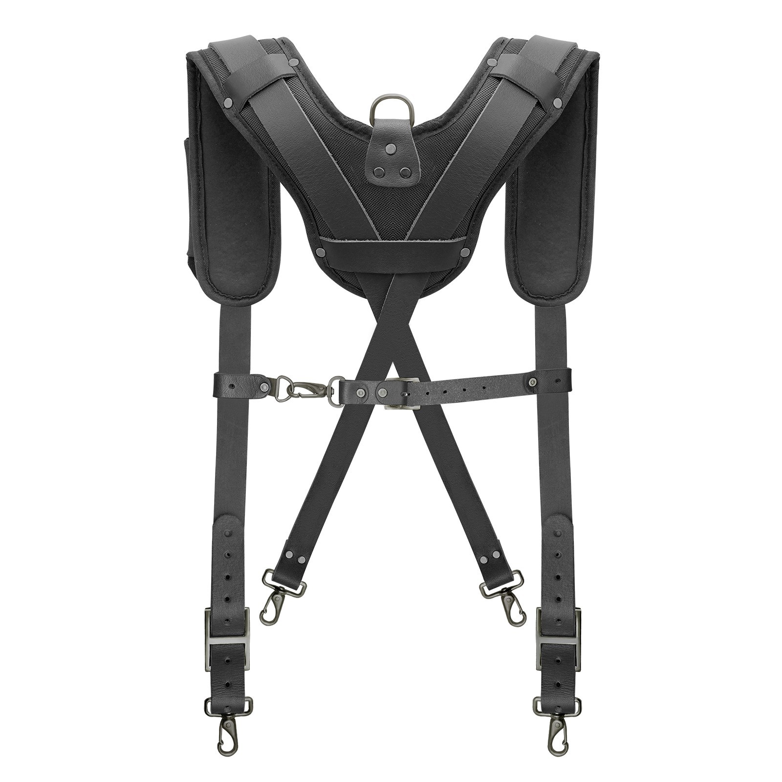 Trutuch Black Leather Tool Belt with Suspender | 18 Pockets | Framers Tool Belt