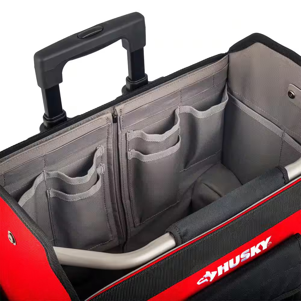 18 In. Rolling Open Tote Tool Bag with Extended Handle
