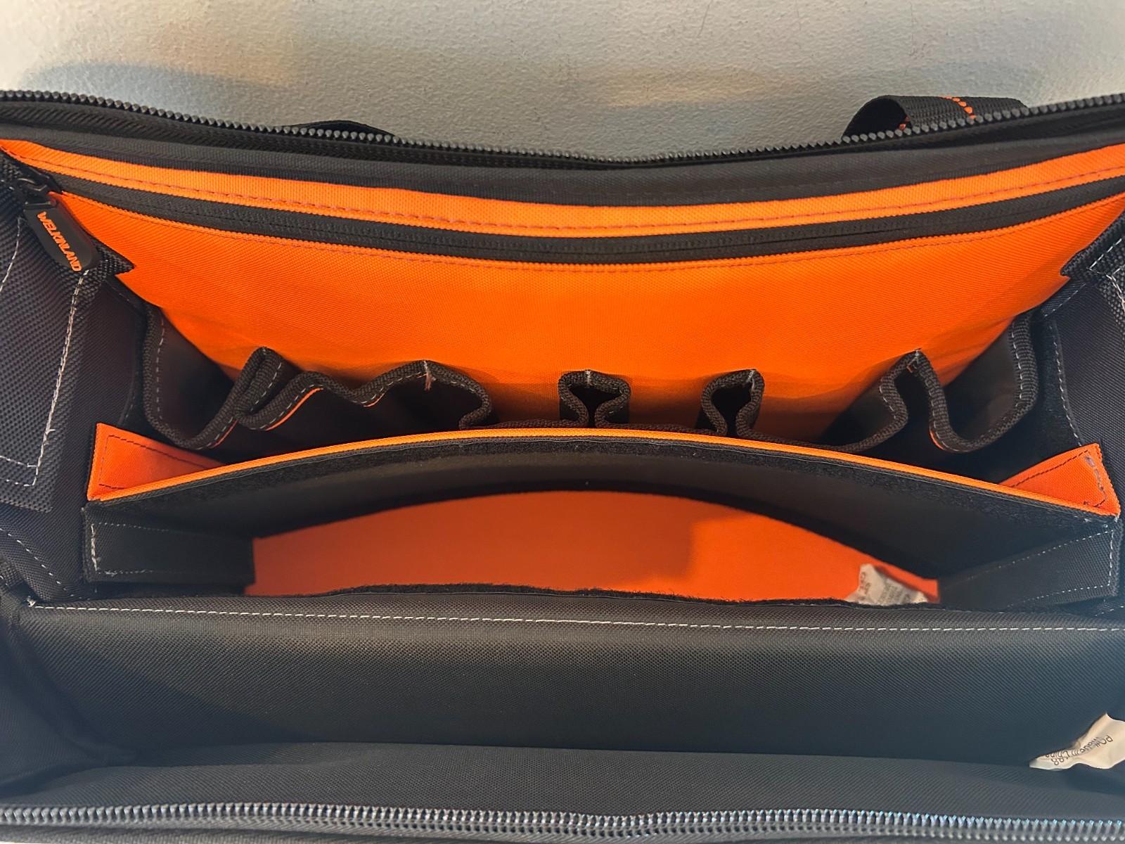 WELKINLAND 15-Pockets Electrician Tool Box Shoulder Tote Bag Large Black Orange