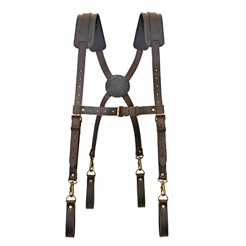 Tourbon Leather Logging Belt Kit Faux Fleece Padded Suspenders