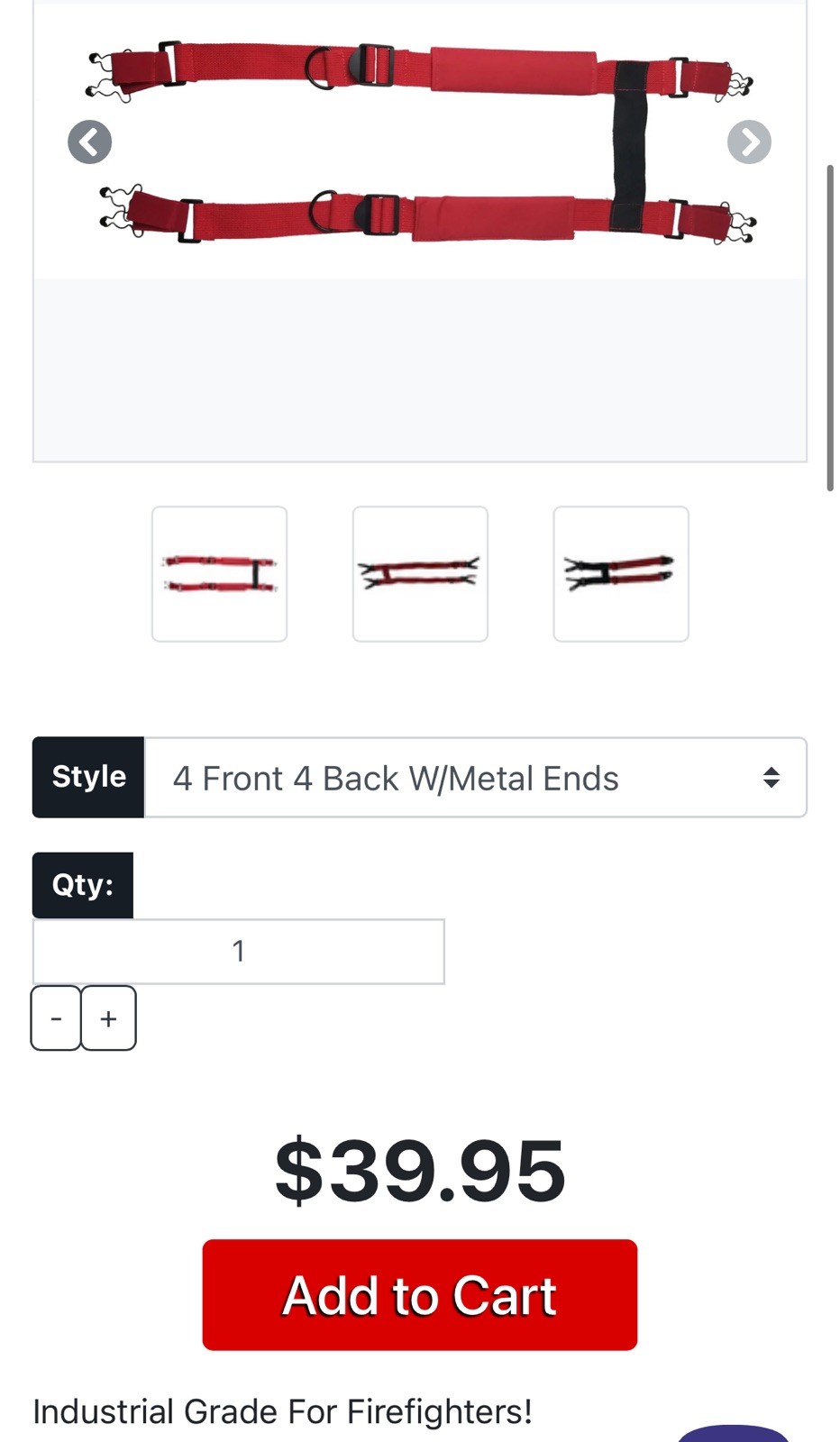 Arsenal GB5092 Suspenders w/ Quick Adj., 48″, Red and Black firefighting
