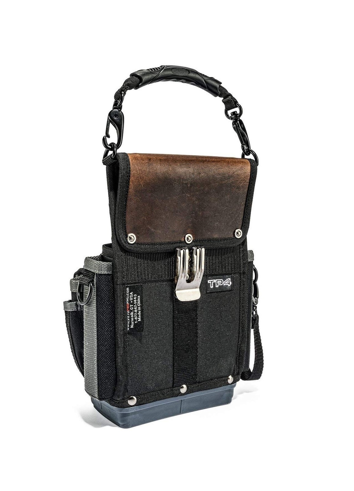 Tool Pouch with Hard Plastic Base, Multiple Pockets for Contractors