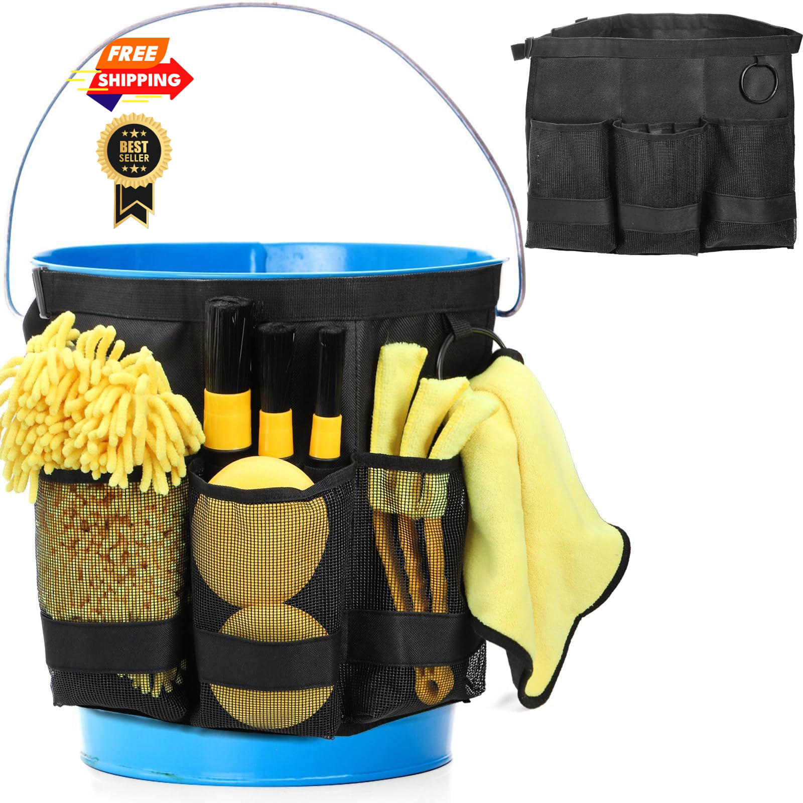 Nagpew 5 Gallon Bucket Tool Organizer, Adjustable Storage Bag Black