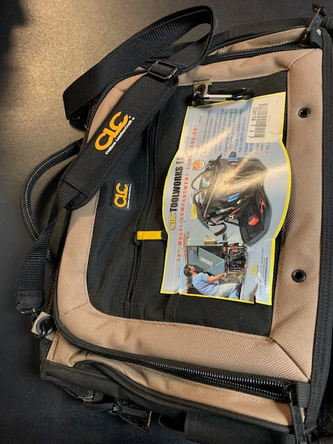 CLC 1539 Tool Bag: Polyester, 58 Pockets, 18 in Overall Wd, 7 in Overall Dp, 14