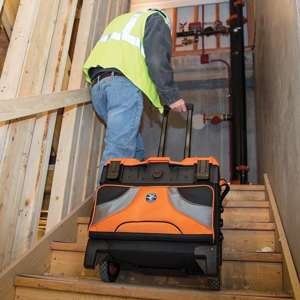 Durable Rolling Tool Bag with 250 Pounds Load Capacity and High Clearance Wheels