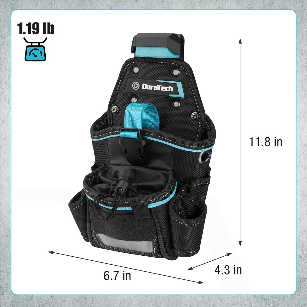 DuraTech Large Drill Driver Holster Drill Holder w/Side Bit Pockets Holder Strap
