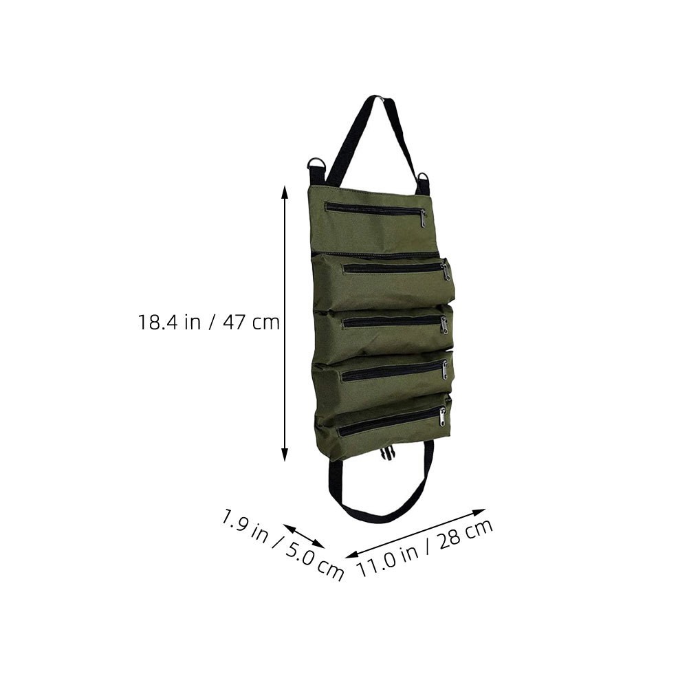 Electrician Tool Roll Bag Durable Oxford Cloth Storage Pouch Olive Green