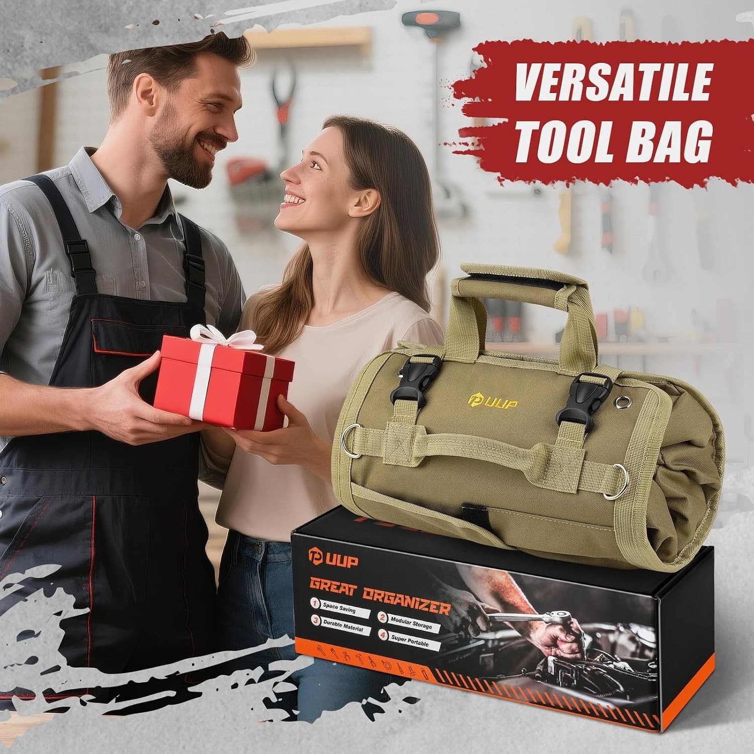 Waterproof Tool Roll Bag with Detachable Pouches for Mechanics & DIY Enthusiasts