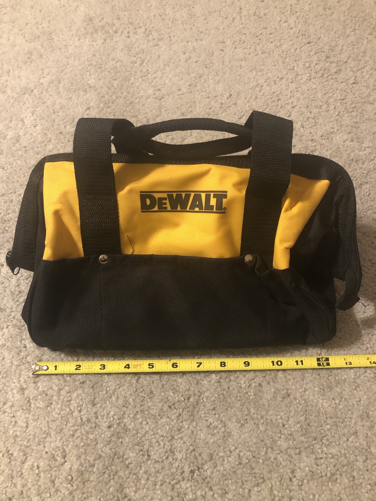 DeWALT Contractor Tool Bag Small Soft Case Zippered Tote Black Yellow Storage