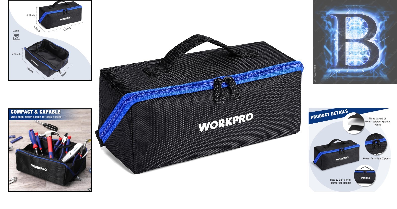 Heavy-Duty 10″ Tool Organizer – Multifunctional Bag with Zipper Closure