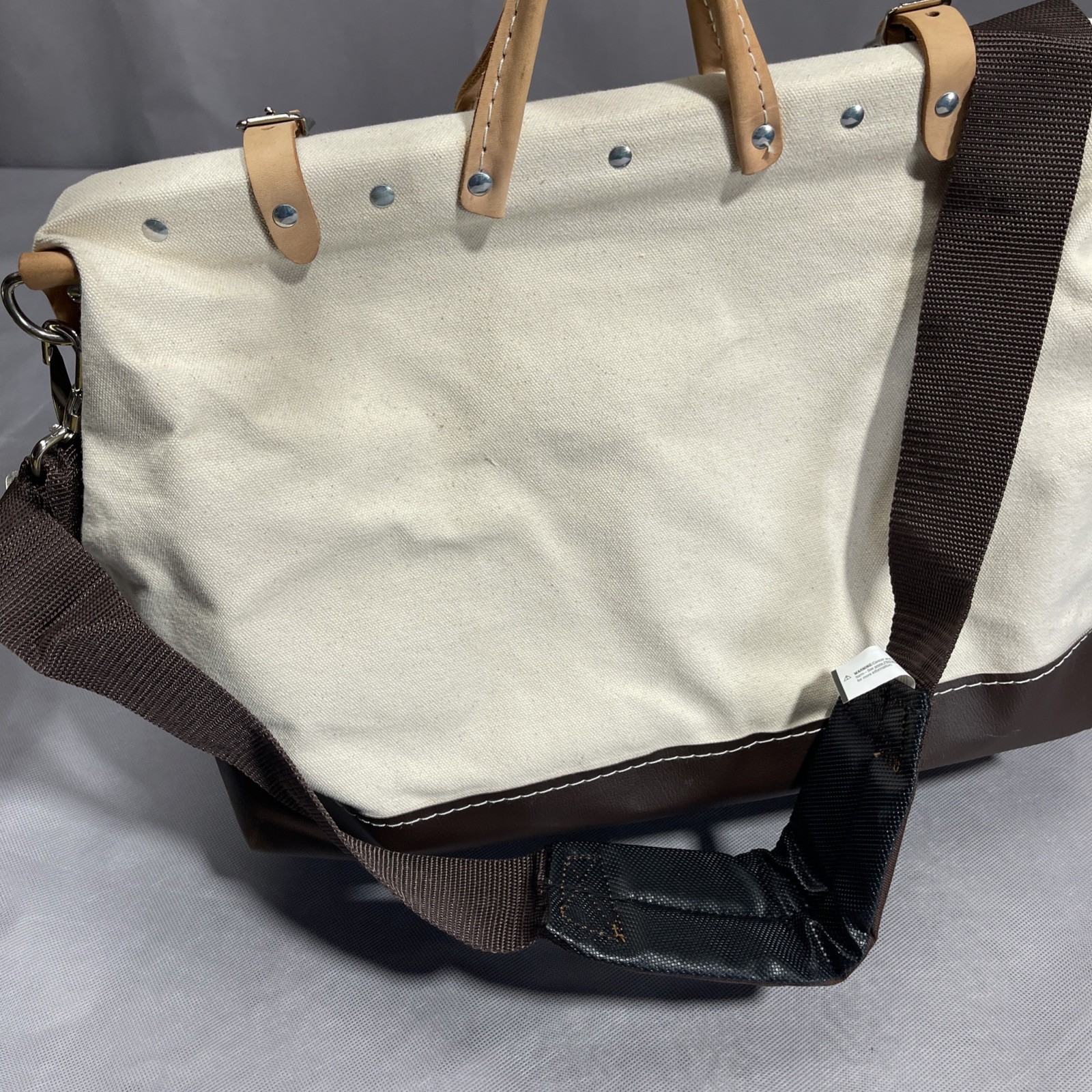 Klein Tools 5102-18 Canvas Tool Bag Large Beige Brown Leather Bottom Heavy Duty