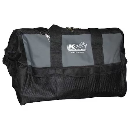 Kraft Tool Wl102 Tool Bag, Black, Gray, Nylon, 12 Pockets