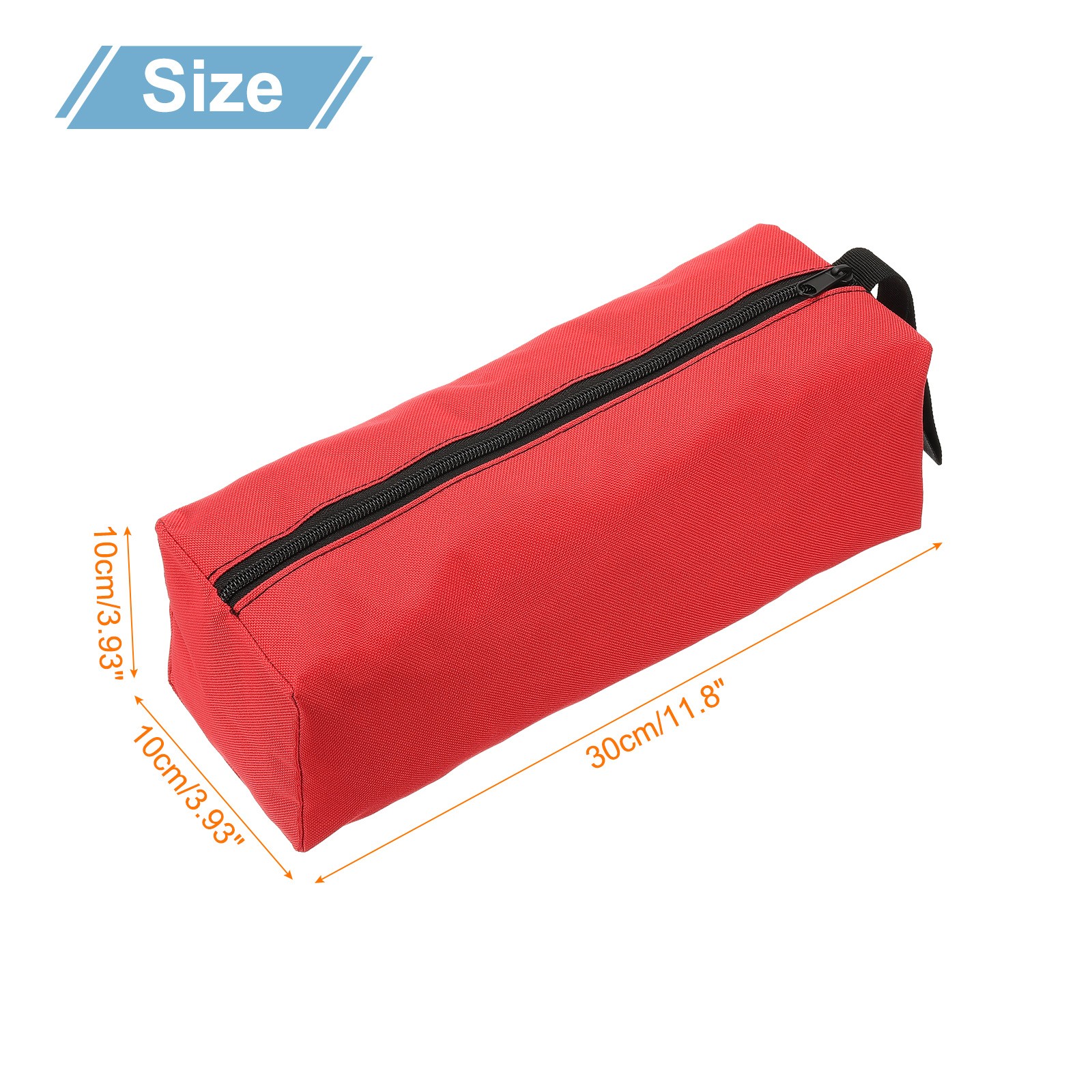 2pcs Zipper Utility Tool Bag 11.8x4x4 Inch Multi-purpose Tote Bag Red