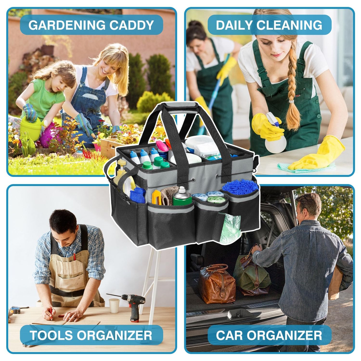Cleaning Tool Organizer Bag with Handles | 17.8×12.2×9.3in Large Waterproof C…