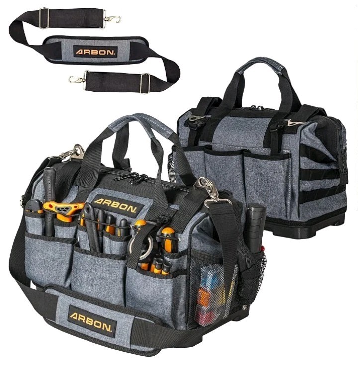 Arbon Electrician Tool Bag Heavy Duty Organizer with 34 Pockets Large Storage.