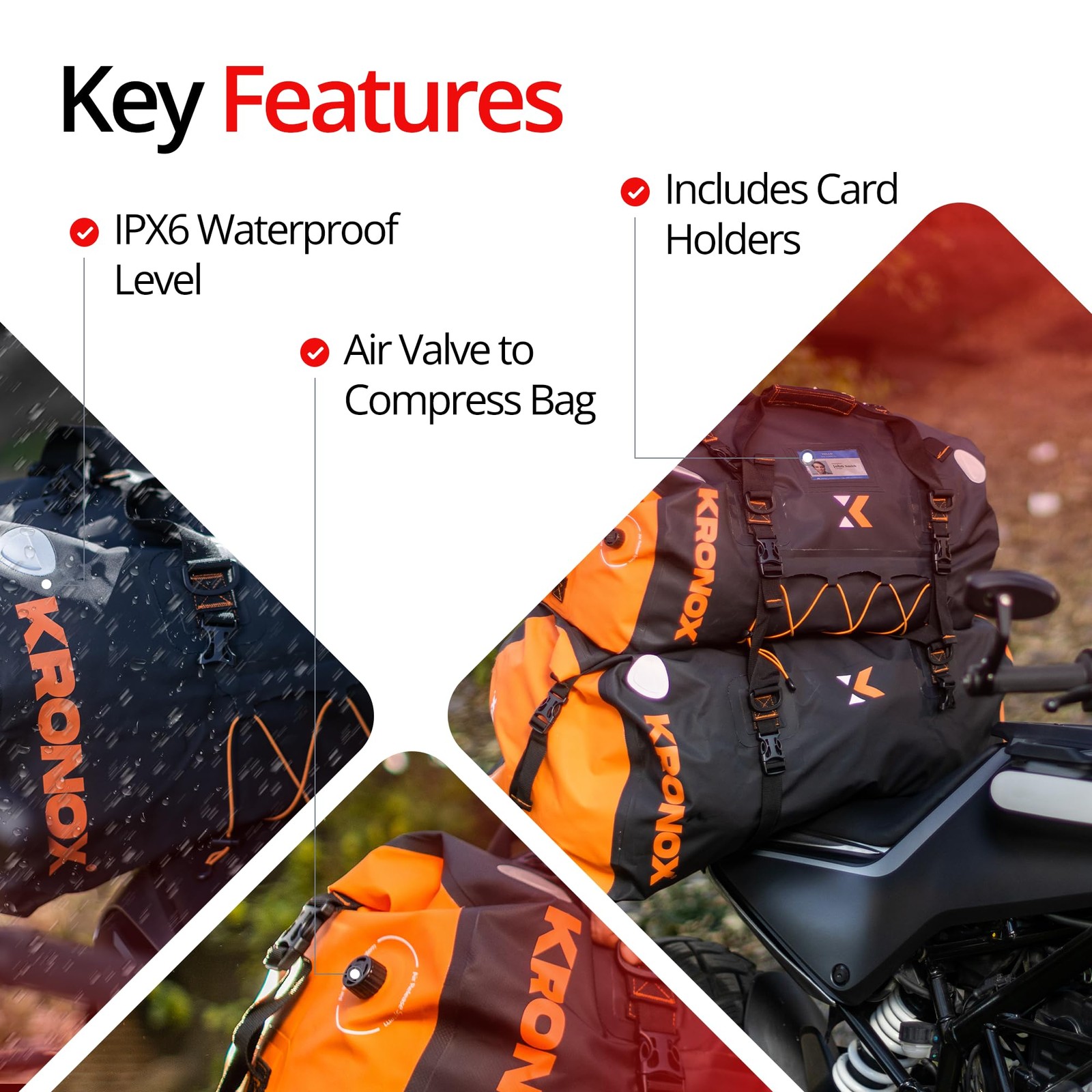 Motorcycle Duffel Bag Waterproof, 40L Black – Durable Motorcycle Luggage & Sa…