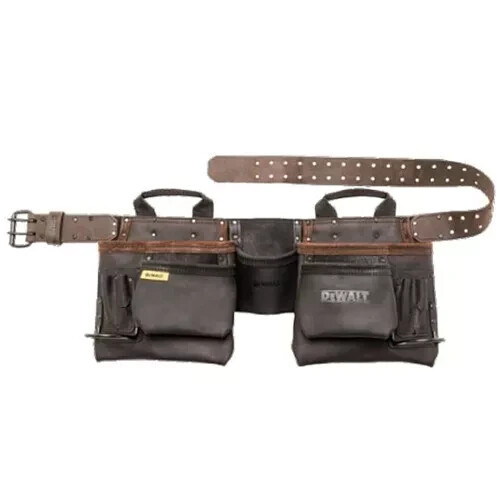 DeWALT DWST550113 Carpenter’s Leather Tool Apron Rig 18 Pockets