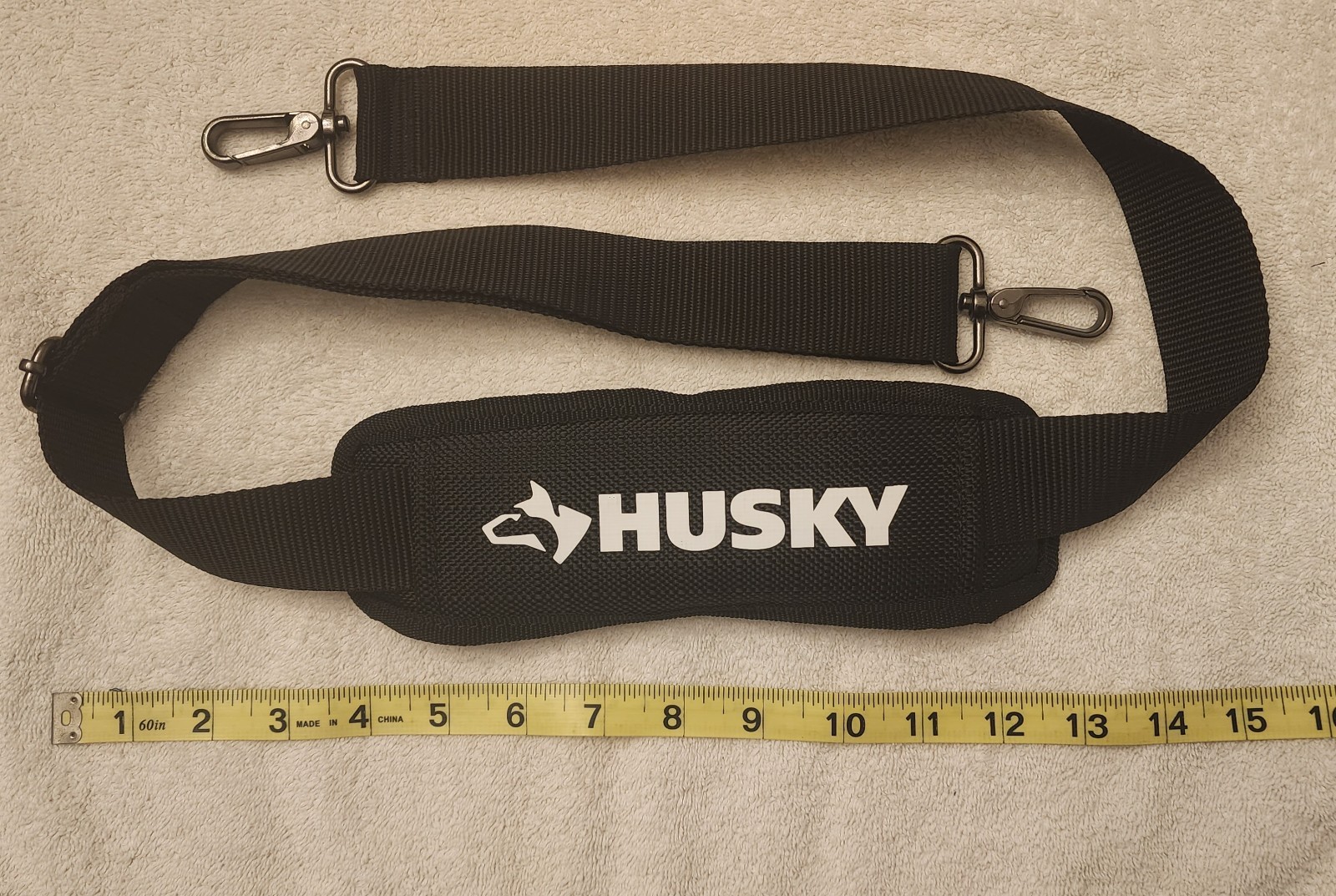 New Husky Tool Bag Adjustable 1.5” Shoulder Strap 30”-56” Metal Clip Hardware