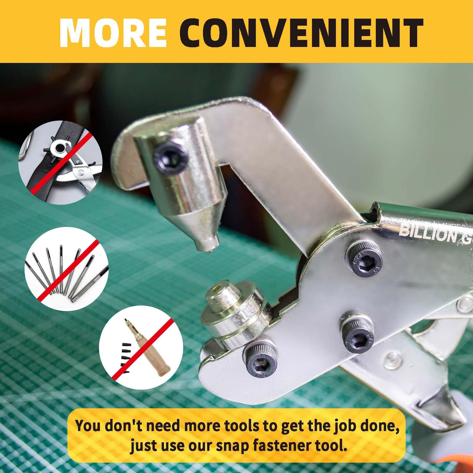 Snap Fastener Tool, BILLION GOLD Canvas Kit, Heavy-Duty Snaps silver