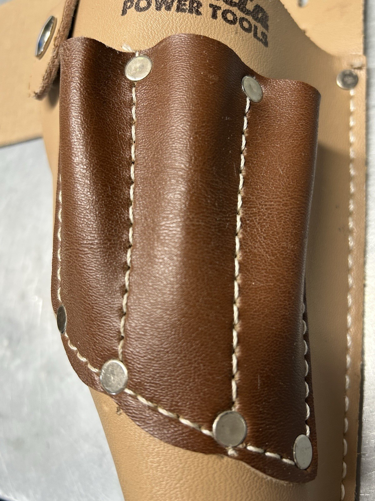 Vintage Makita Power Tools Tan & Brown Leather Drill Belt Holster RH