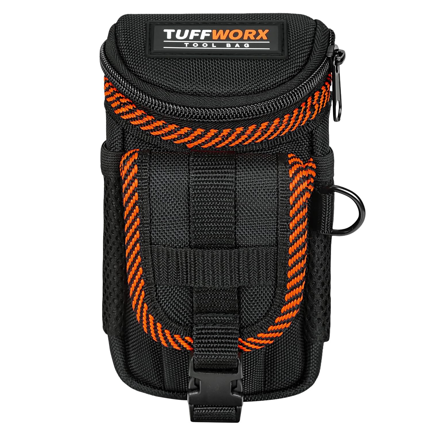 Black Orange Heavy Duty Utility Tool Belt Pouch with Mesh Pocket Holder