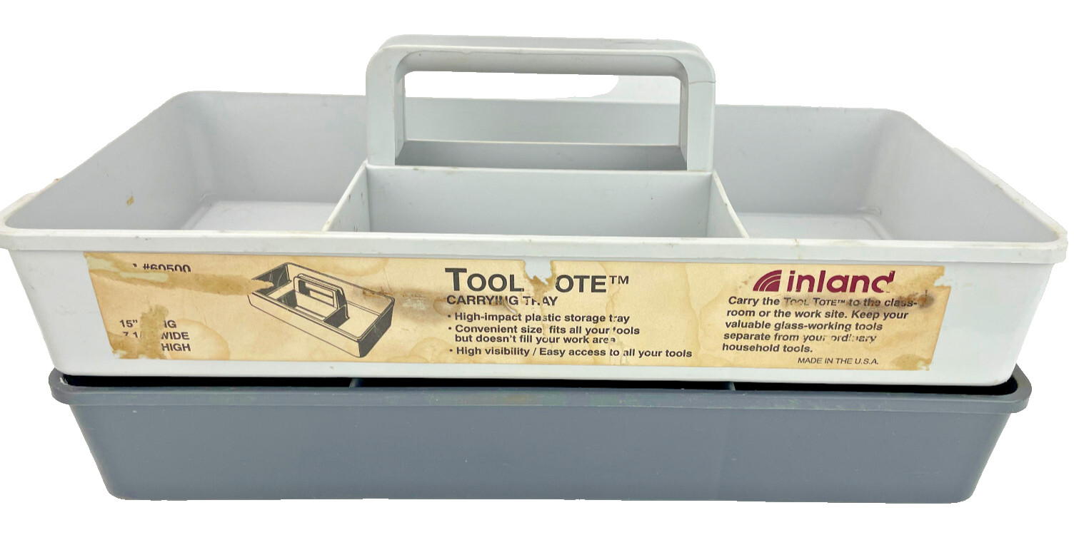 2 Inland Stained Glass Tool Tote Carrying Trays Stackable 7 1/4″ x 15″ x 2 1/2″