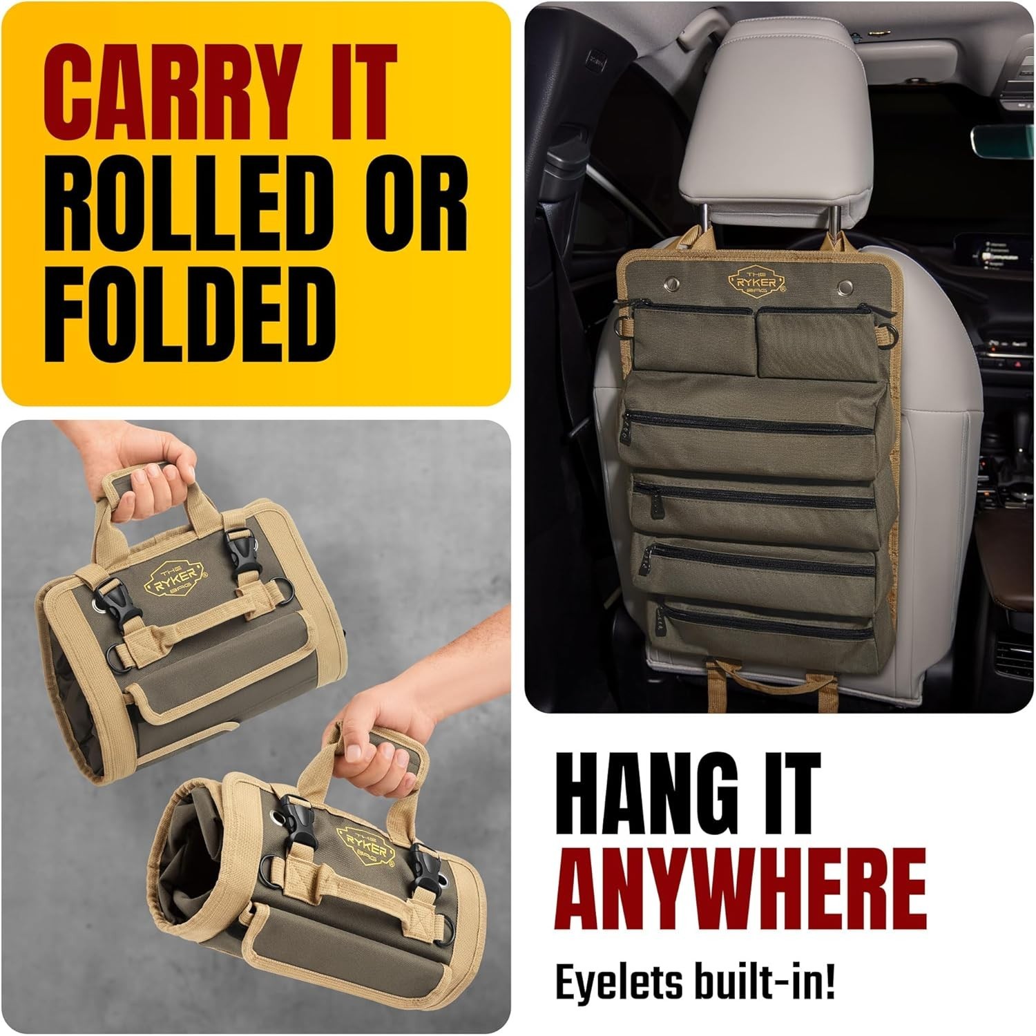 Compact Tool Roll Organizer with Detachable Pouches – Ideal for Dads & Mechanics