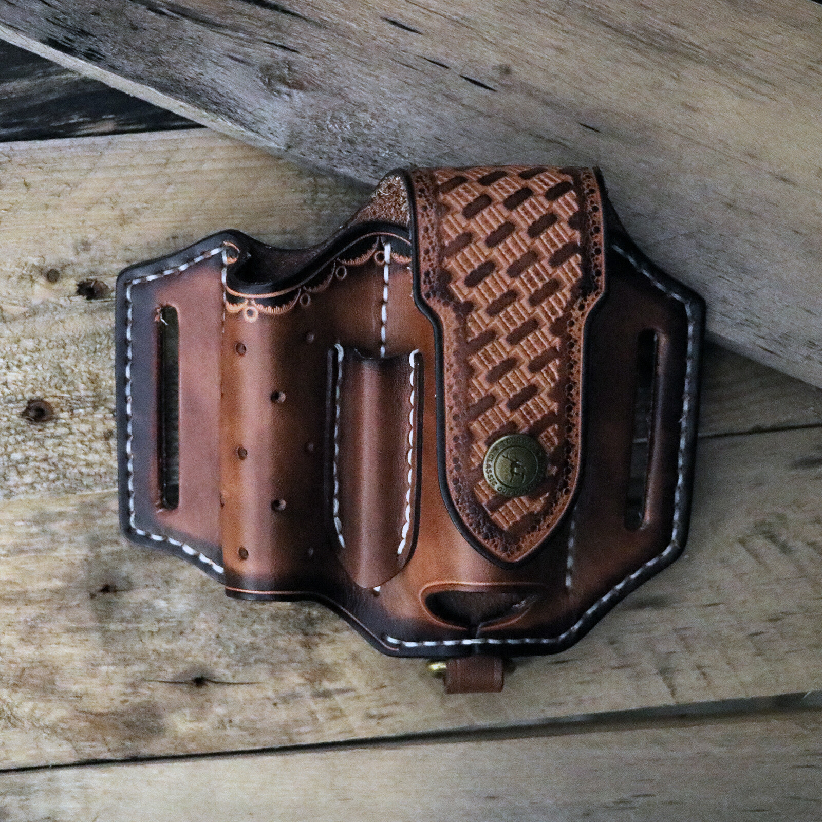TOURBON Leather 4 in 1 Knife Sheath EDC Pliers Belt Holder Pouch Tool Carry Case