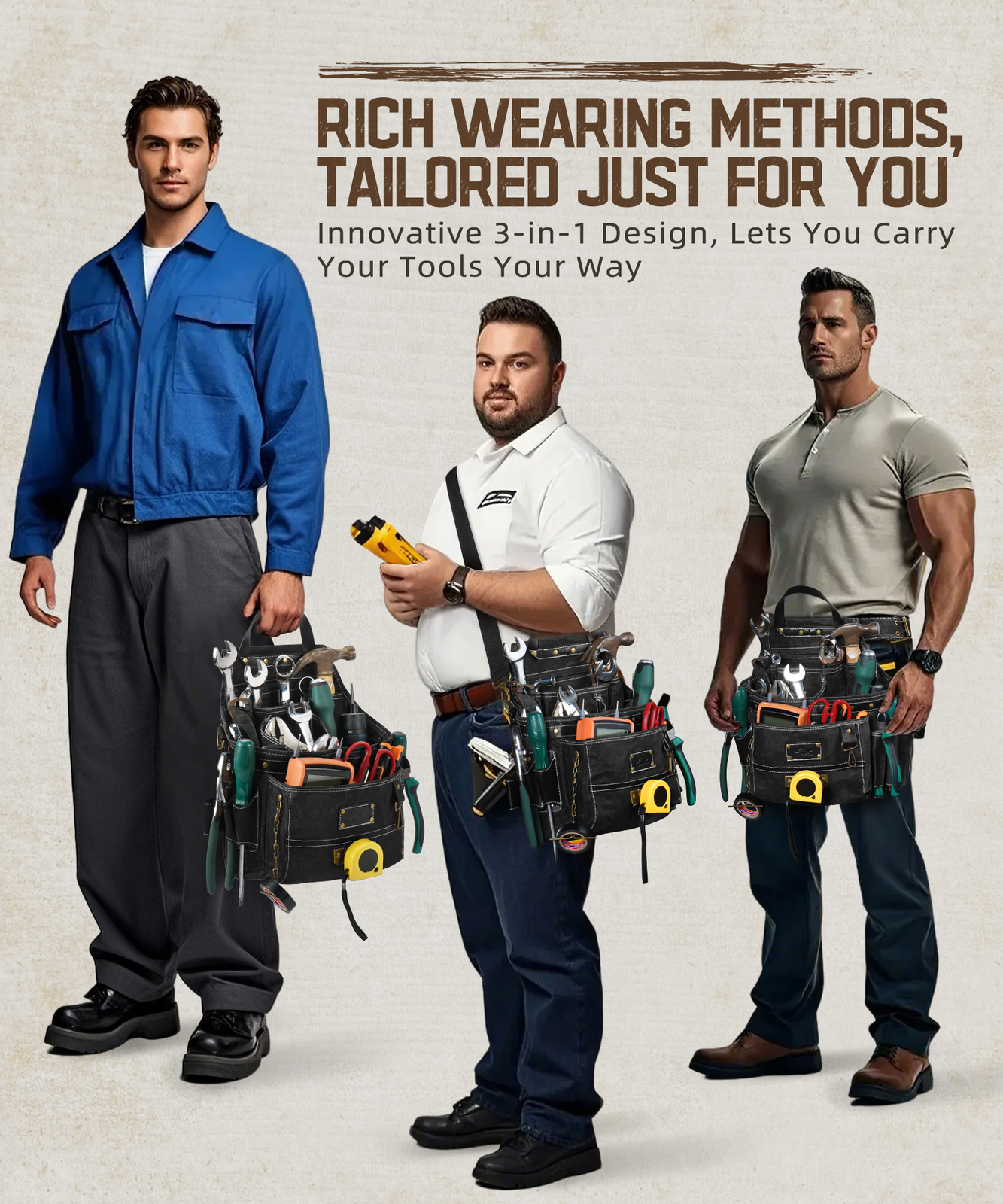 ARCFOX Adjustable Tool Belt Portable Carpenter Construction Tool Pouch Holder