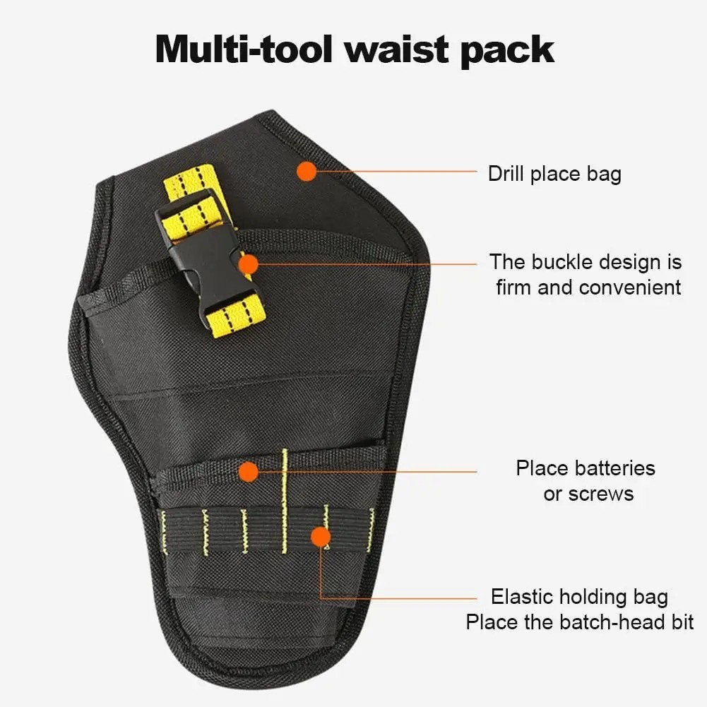 Heavy Duty Drill Holster Tool Belt Pouch Bit Holder Hanging Waist Bag Drill Tool