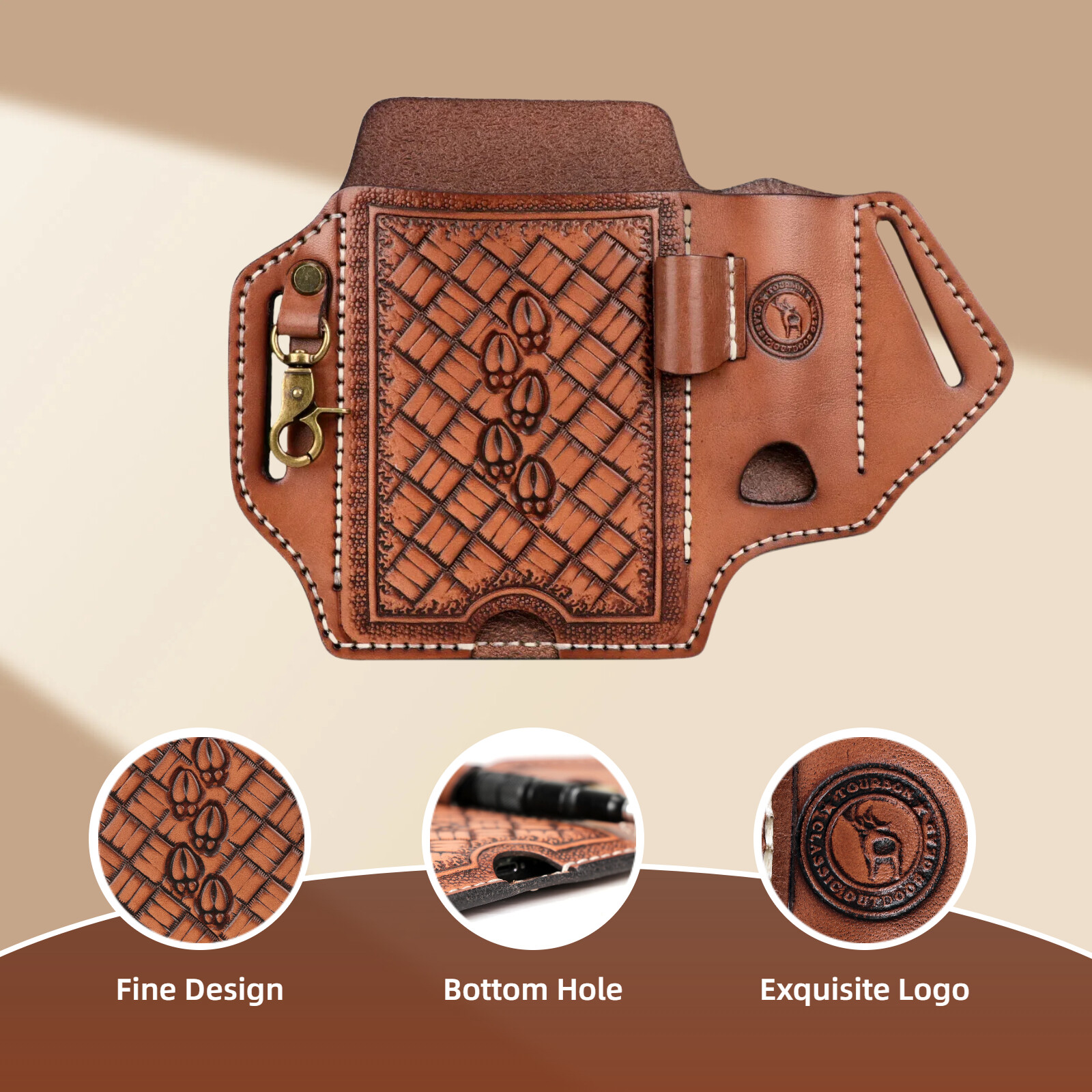 Leather Cell Phone Case Pouch Carry Holster Belt Knife Sheath Pen Holder