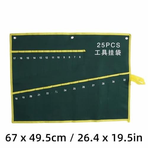 Canvas Tool Roll Wrenches Bag Portable Storage Organizer with 25 Pockets