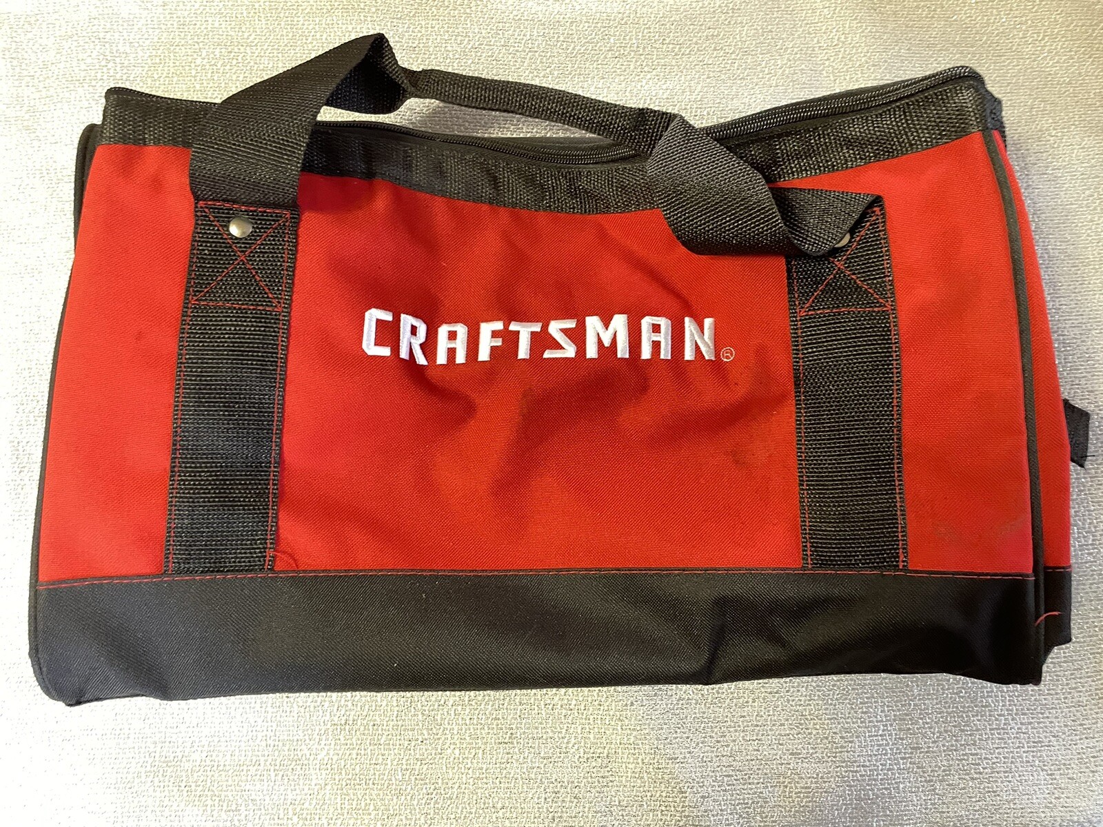 Red & Black Craftsman Tool Bag Tote W/ Handle Zipper Closure