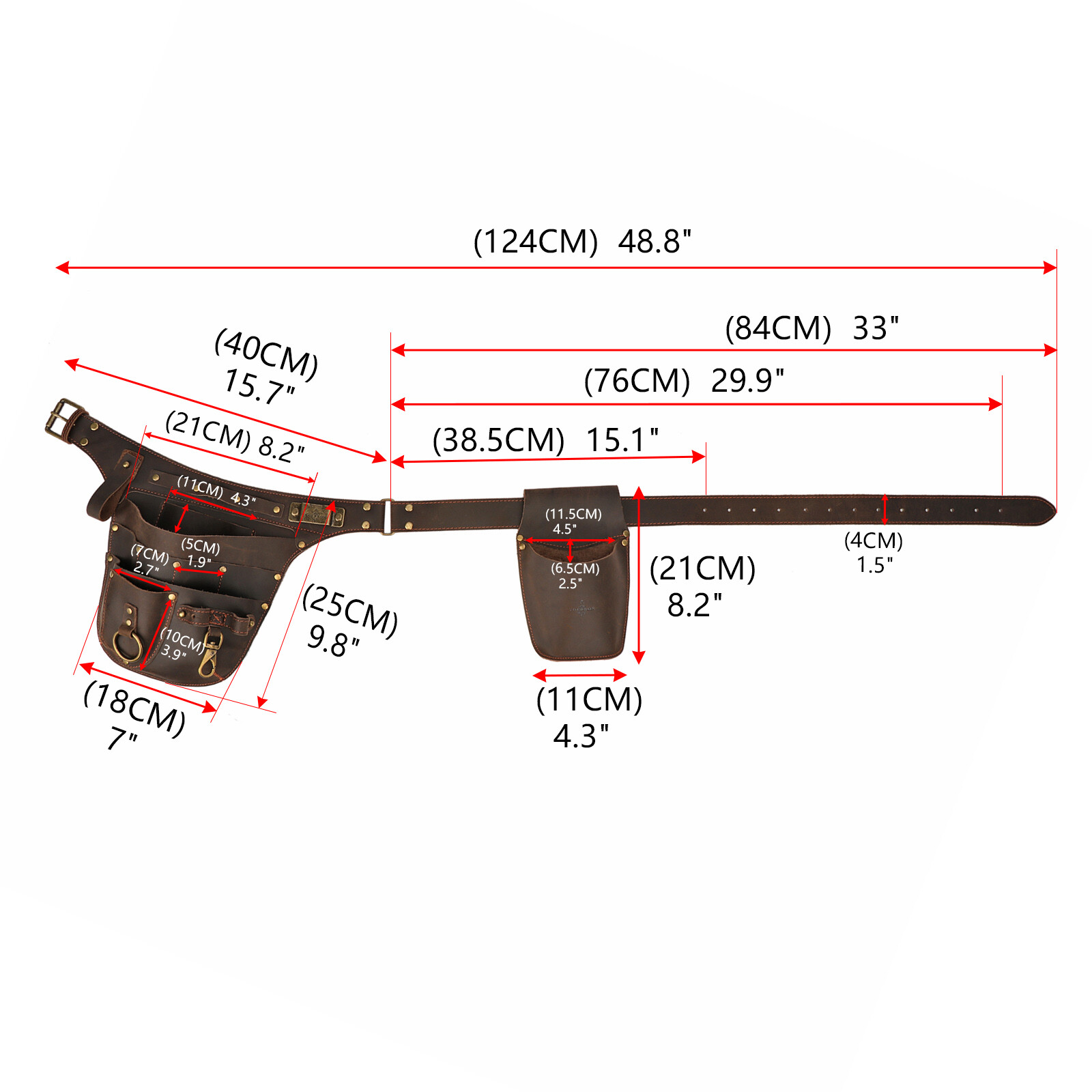 TOURBON Leather Tool Carrier Belt Pouches for Garden Florists Farmer Workshop