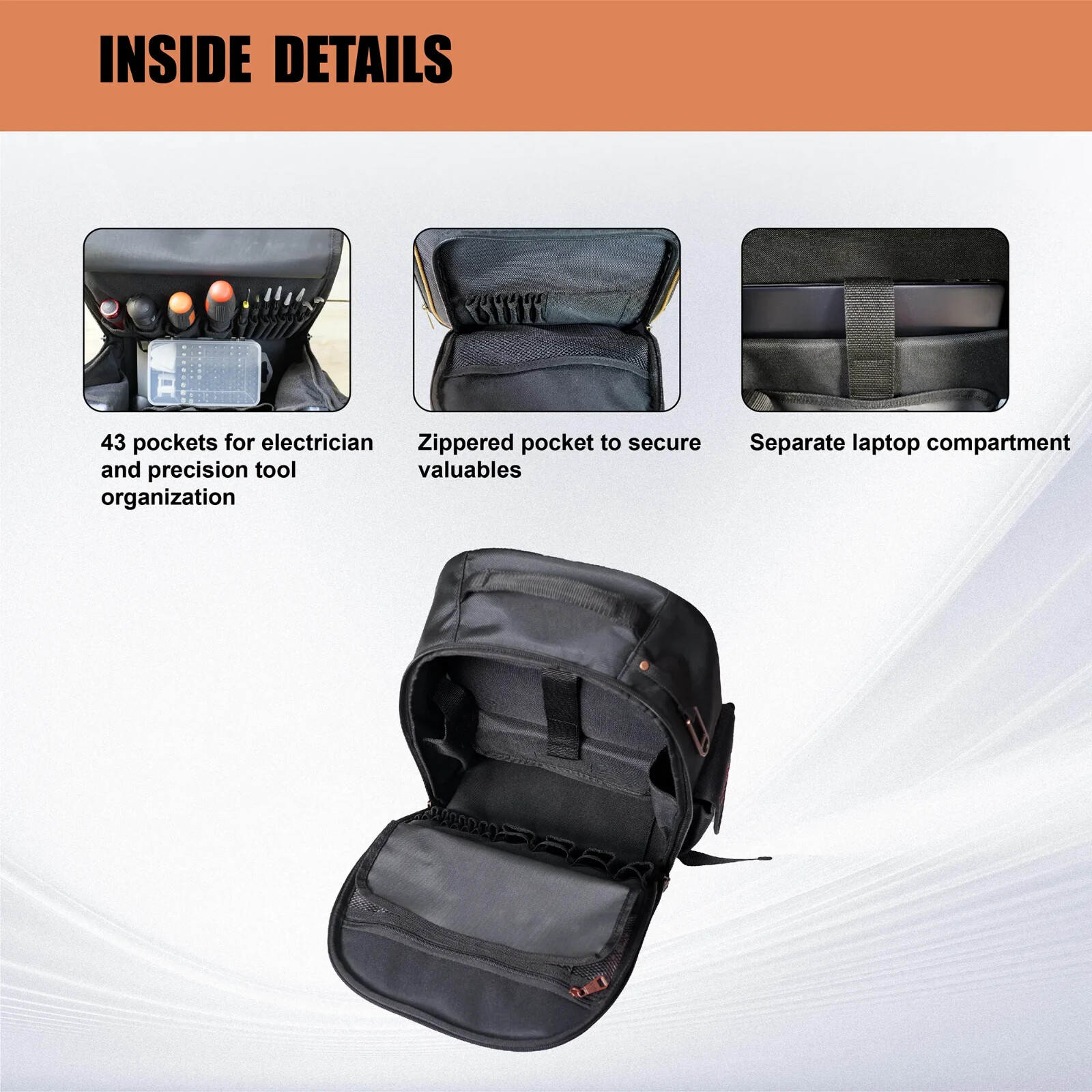 Toolux Mechanical Backpack with removable leather flap