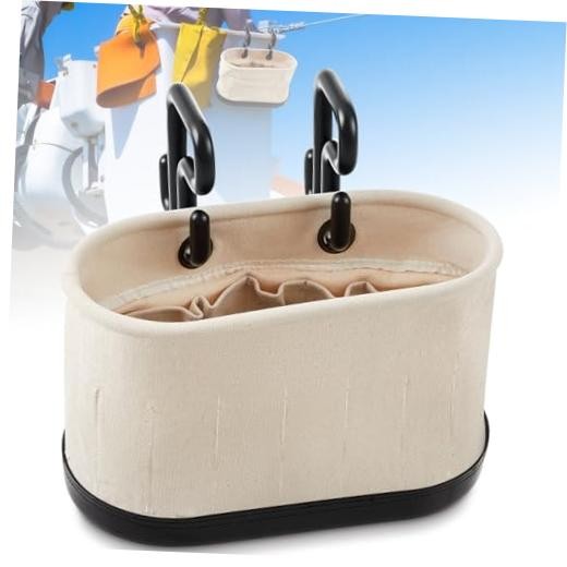 Set Canvas Bucket Bag Including Hooks Aerial Oval Tool Bucket with 1 White