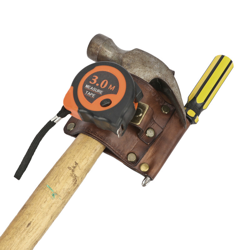 Leather 3-in-1 Tools Belt Pouch Hammer Holster Tape Measure Workshop Holder Case