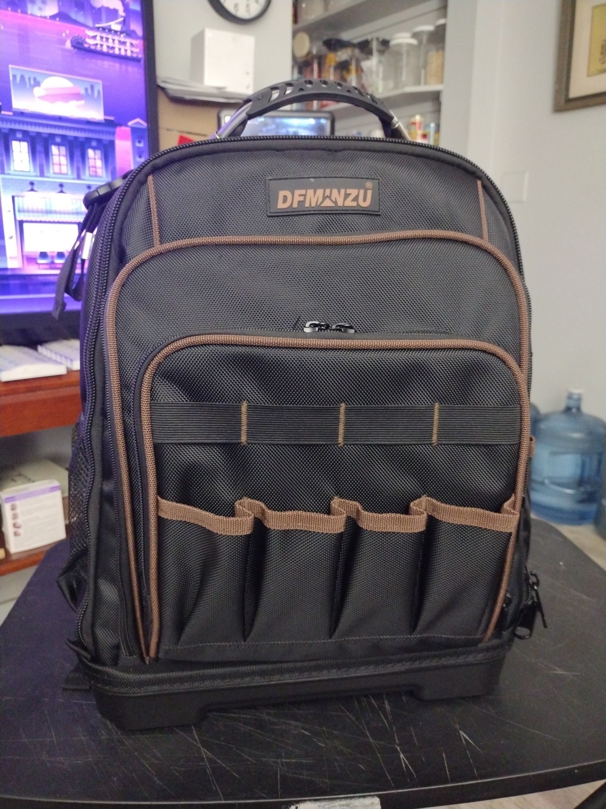 DFMINZU 1680D Heavy Duty Tool Backpack, Molded Base, Laptop Compartment, Etc.