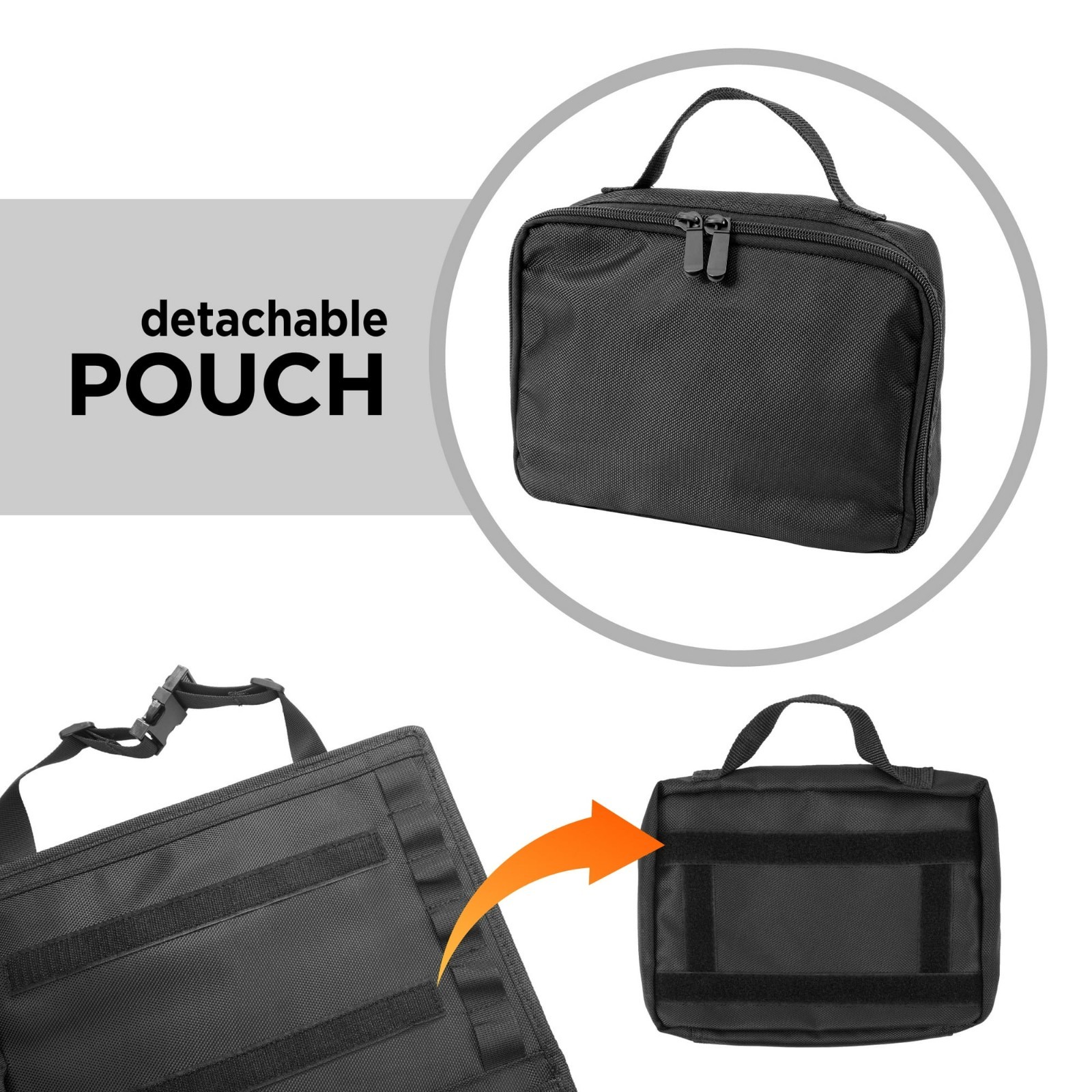 Backseat Roll Up Tool Organizer with 27 Pockets and Detatchable Pouch