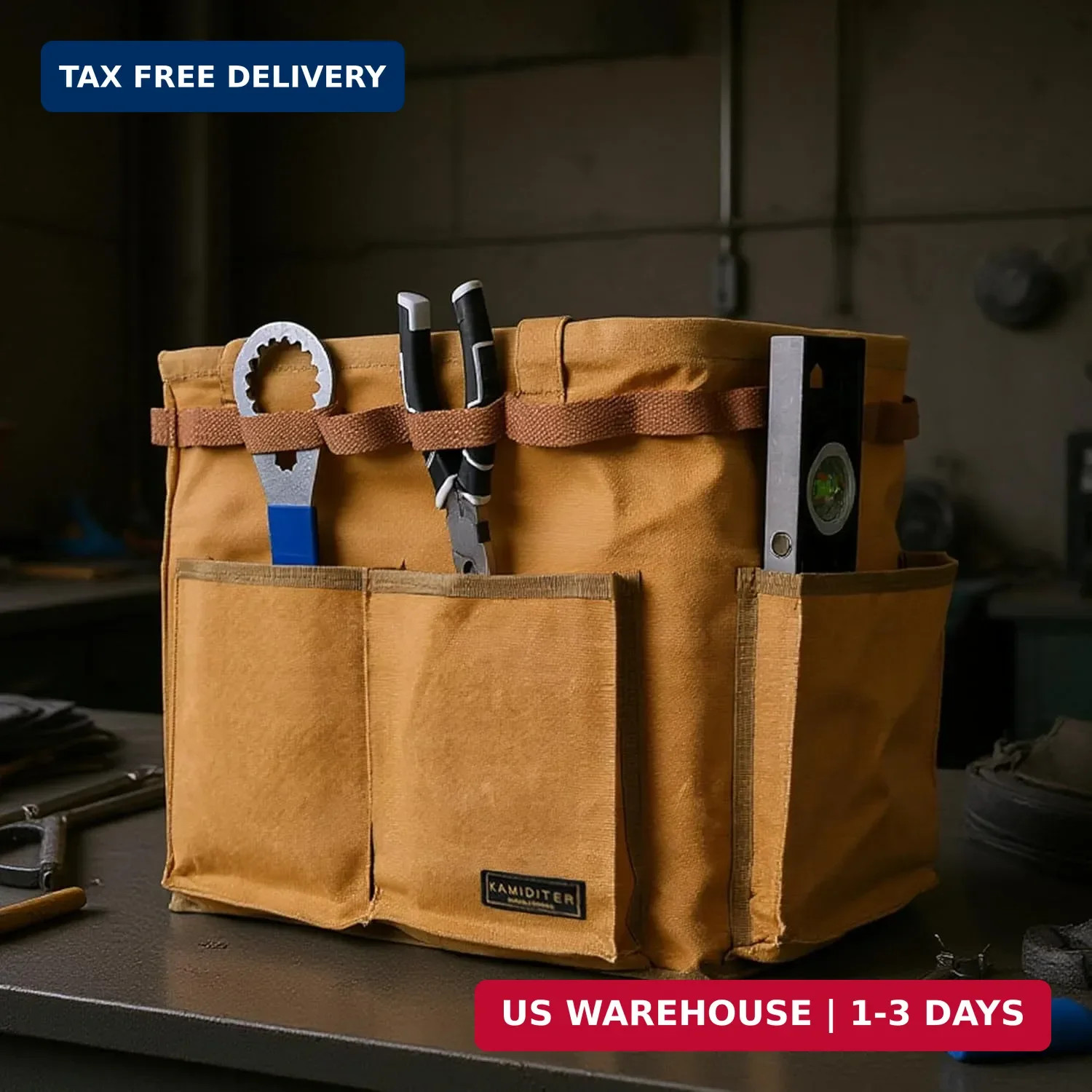 Water Resistant Gardening Tool Bag with Handles – 6 Pockets Utility Self-Standin