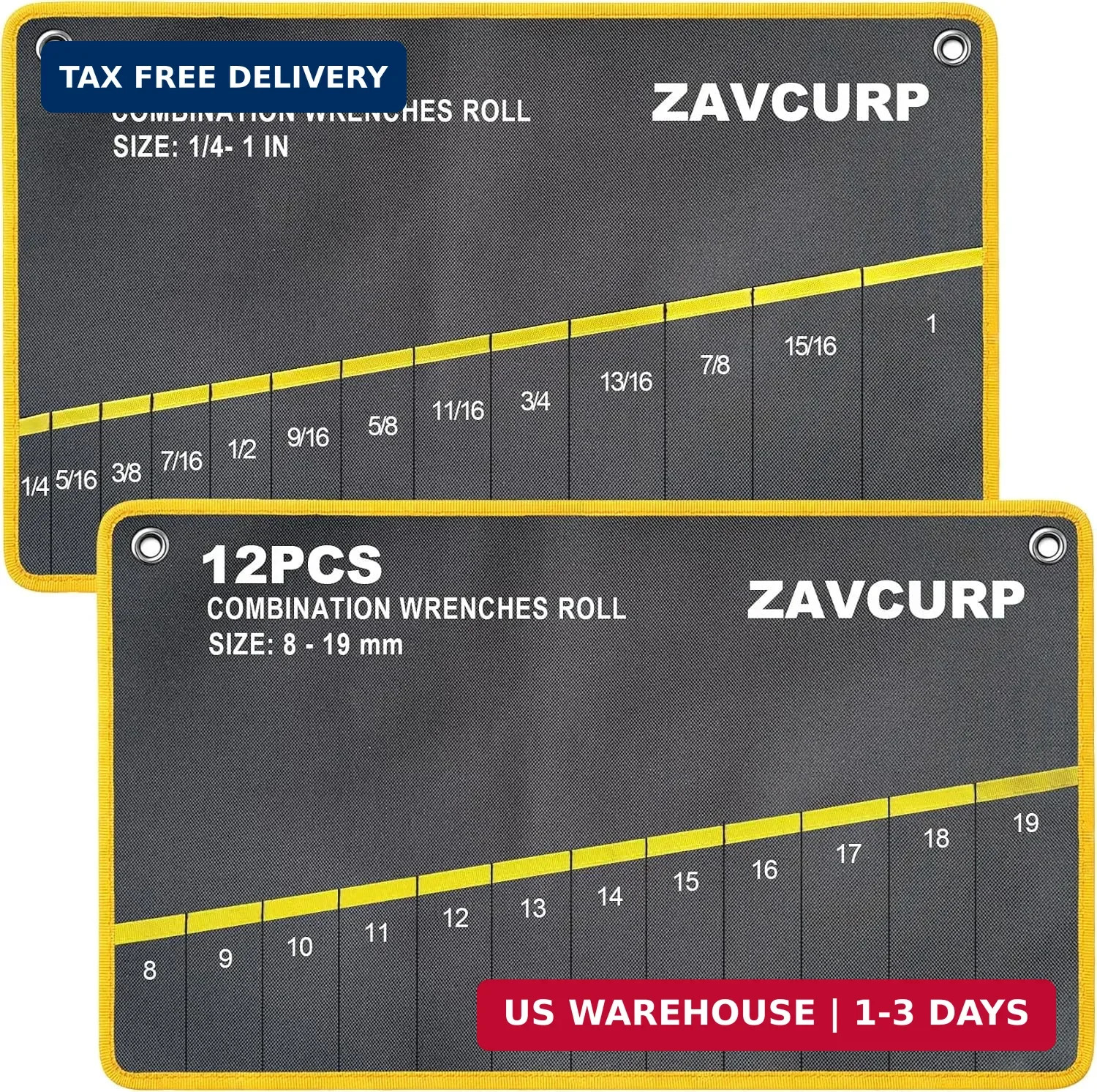 2PCS Wrench Roll Up Pouch, Wrench Organizer Roll Up, Tool Roll Up Bag, Heavy Dut
