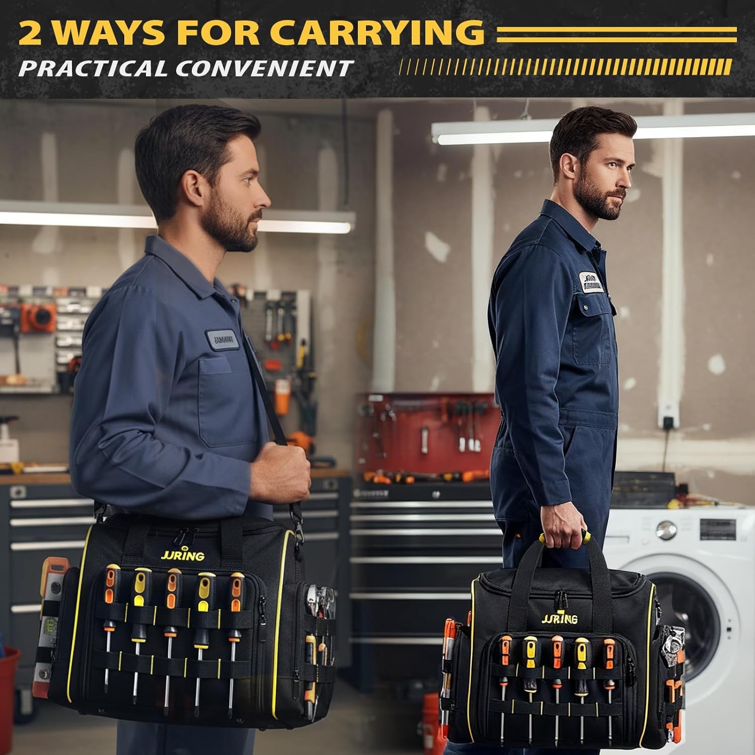 JJRING 2.0 Gen Tool Bag With 3 Removable Cases, Double Layers Tool Organizer